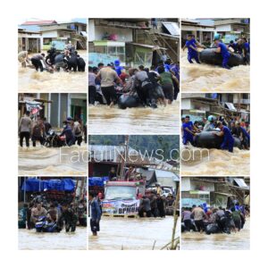 Banjir Melanda Halteng, Polda Malut Terjunkan 102 Personel