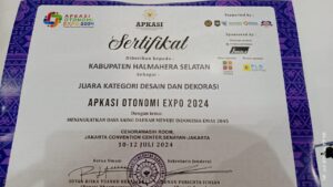 Ajang Apkasi Otonomi Expo 2024 HALSEL Meraih Juara Katagori Desain Stand Booth dan Komunikatif 