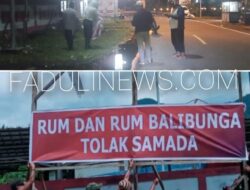 TAKUT DI PROSES HUKUM,SPANDUK PENOLAKAN SAMADA LANGSUNG DI CABUT  OLEH TIM MASIH AMAN